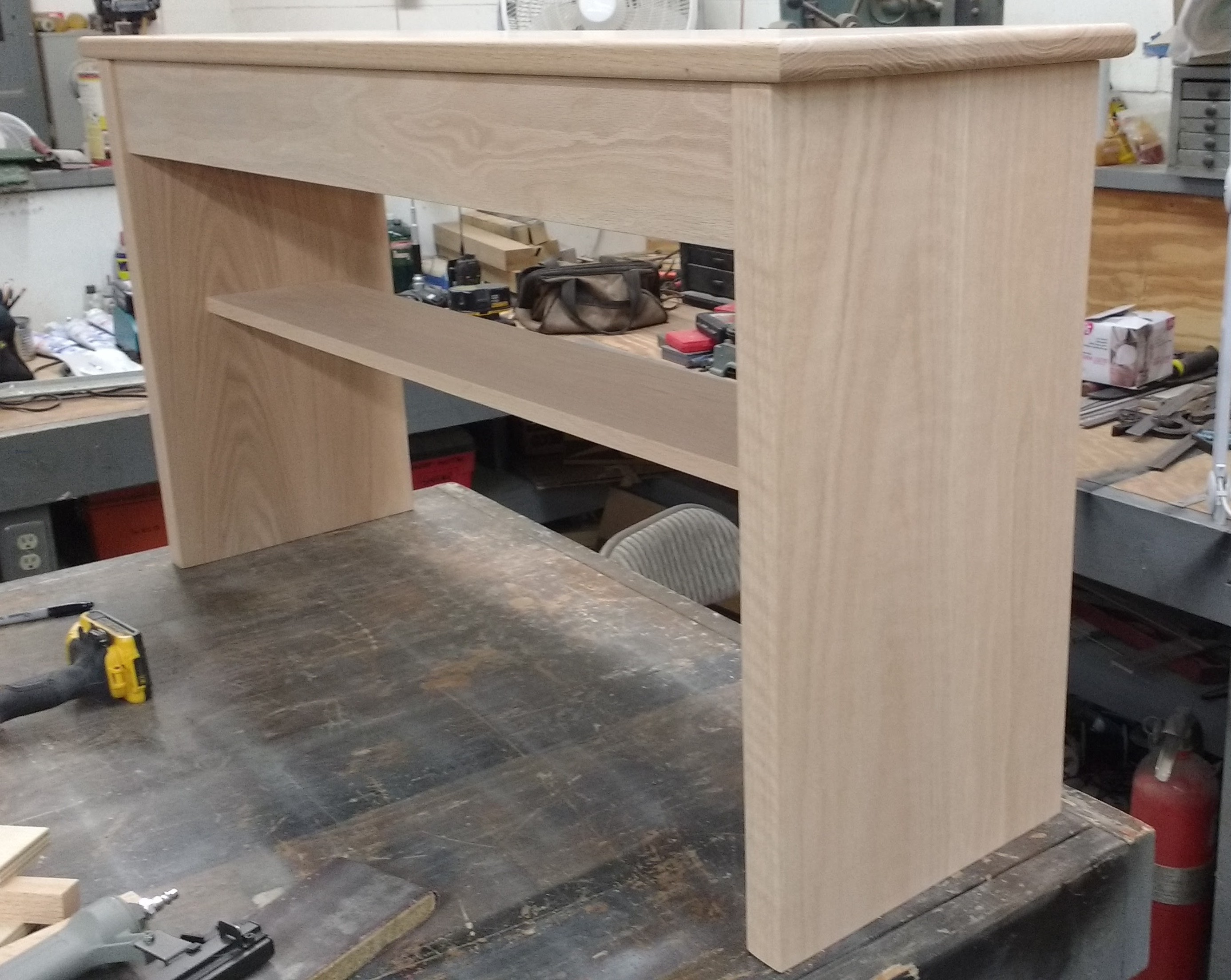 red oak organ bench